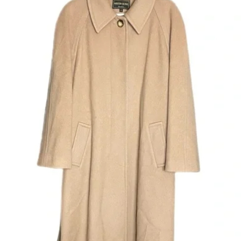 Elegant Kristen Blake Tan Virgin Wool And Cashmere Coat 16W Great Condition